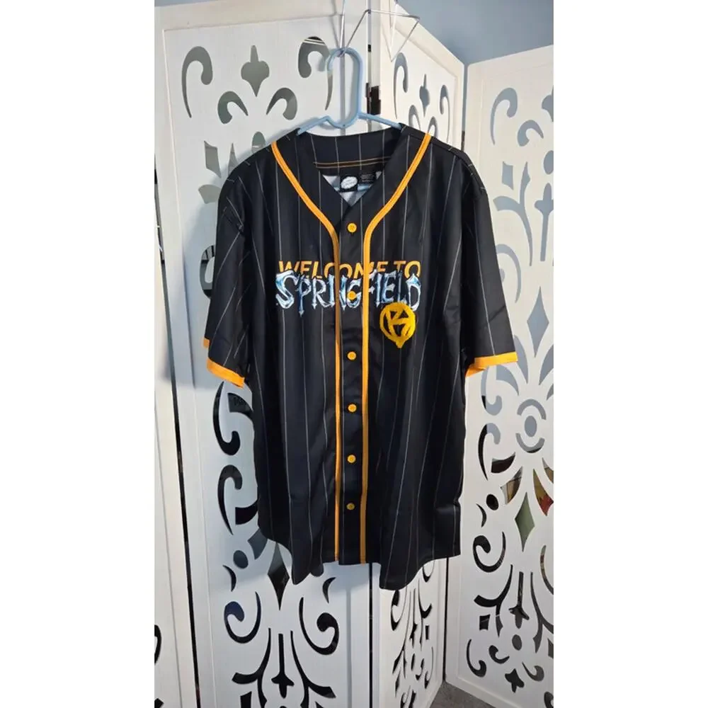 The Simpsons Bart Simpson Baseball Jersey Mens XL Black Orange Springfield